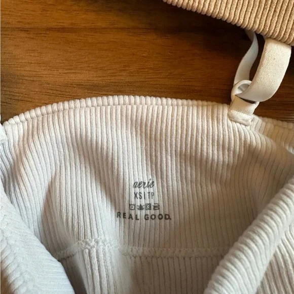 Aerie Tan and White Ribbed Camisoles - Picture 2 of 2